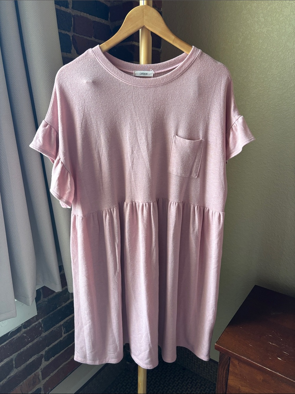 Cherish Pink Short Sleeve Babydoll Mini Dress Size L